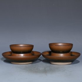 建窑兔毫托杯，高8cm直径15cm，