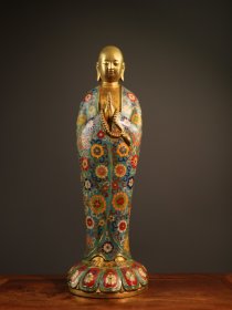 铜鎏金佛像 景泰蓝 地藏王菩萨 高50厘米长16厘米宽15厘米重4850克