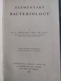Elementary Bacteriology 基础细菌学 民国 古旧书 1903年 精装本 馆藏书 内页笔迹较多 英语原版书 细菌学基础