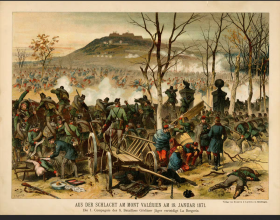 1898年德国套色石印版画瓦利恩战役