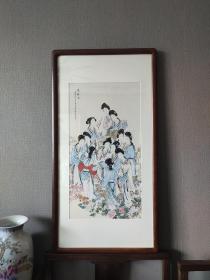 艺术微喷，潘振镛 花神图 镜框49x94厘米茶室书房挂画(实物拍 顺丰发）