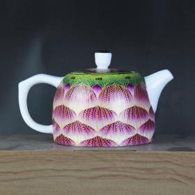 粉彩万花茶壶瓷器旧货古玩收藏仿古家居中式摆件茶具