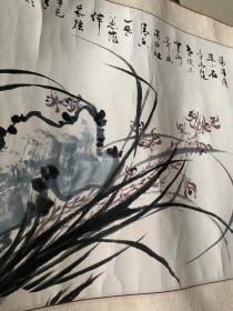 兰花图，达应珩款，画于石竹斋，喜欢师友来聊