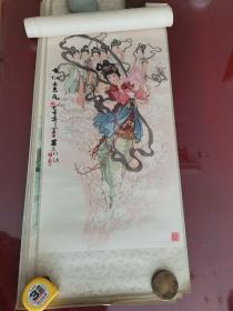 年画， 华三川绘，“弄玉吹箫、湘君湘灵图、麻姑献寿、瑶池赴会、七仙女思凡、跨虎入山”，六张一套，品稍差