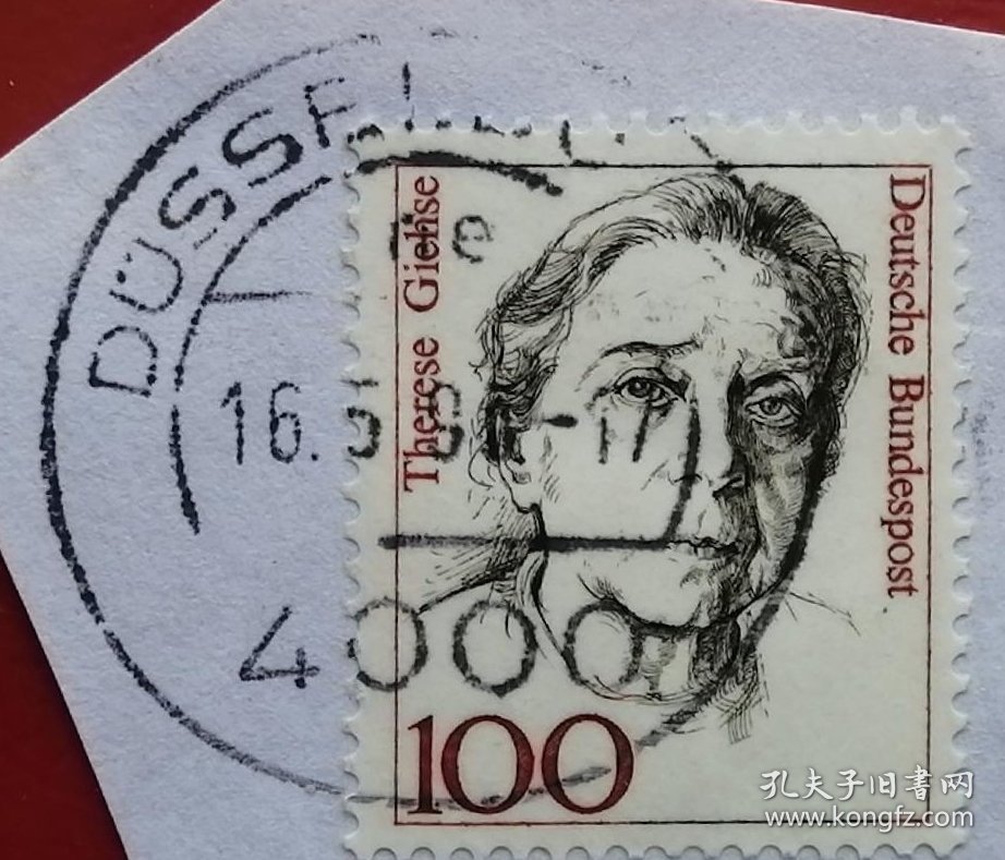 联邦德国邮票 西德 1986-2001年 1988年 著名女性系列 女名人 历史杰出女性 妇女 演员吉泽 满戳剪片