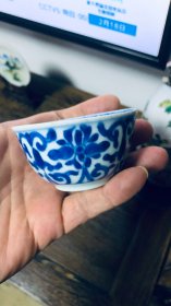 康熙翠毛蓝茶杯（掉沾）