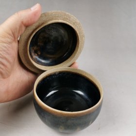 古玩旧藏窑变瓷盖罐 直径9厘米 高9厘米