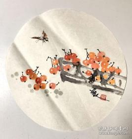 胡人国画团扇花鸟小品248