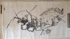 当代江苏画兰花大家李亚《兰石》四尺整张大中堂。