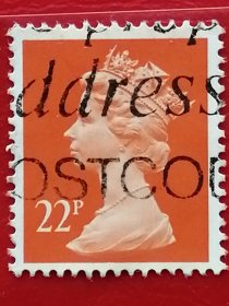 英国邮票 1988-1990年 梅钦女王 伊丽莎白女王 22P 第七组 20-6 信销（1926年4月21日-2022年9月8日）曾任英国女王，英联邦元首、国会最高首领，为已故英王乔治六世的长女。全称为“托上帝洪恩，大不列颠及北爱尔兰联合王国以及其他领土和属地的女王、英联邦元首、基督教的保护者伊丽莎白二世”。1952年2月6日即位，是英国在位时间最长的君主。
