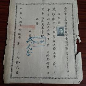 1966年台湾省台北市立高级农业职业学校导师聘书校长吴元正签名