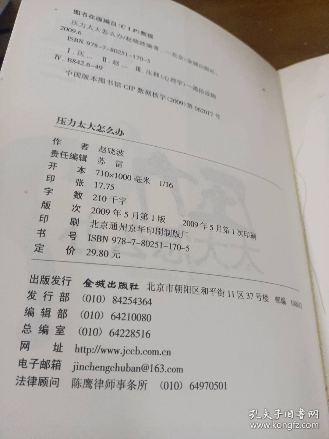 《压力太大怎么办》赵晓波金城出版社