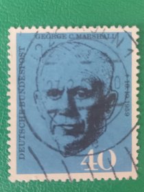 德国邮票 西德1960年诺贝尔和平奖获得者 马歇尔将军 1全销