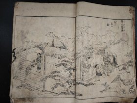 1803年《二十四軰顺拜图会》之四,木刻版画册,竹原春泉斋画,(36幅左右木版画)大开本,绘入木版画册,版画精美,品相如图,尺寸26*18