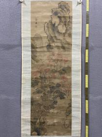 清代古画白石《紅葉山居圖》