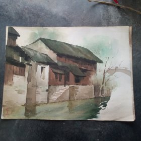 上海收来水彩画一张