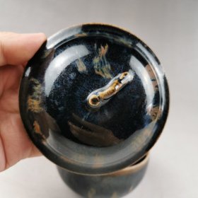 古玩旧藏窑变瓷盖罐 直径9厘米 高9厘米