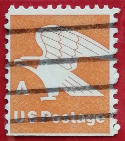 美国邮票 1978年 国内使用普通邮票15分 雕刻版 齿度11X10.5 小本票 鹰 白头海雕 1全信销