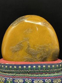 收藏寿山石田黄级乌鸦皮田黄石摆件印章