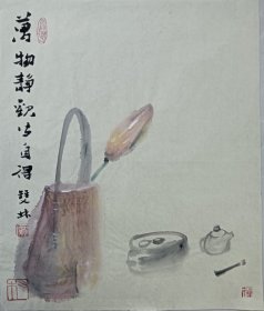 书画名家笔墨真迹 著名禅意书画家贾双林花鸟作品:万物静观皆自得