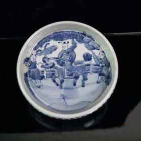 青花人物图纹砚台
高3.5cm宽17cm