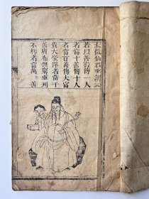 希见版本，清咸丰元年木刻宗教劝孝善书《文昌帝君孝经》一册全，首页有木刻版画一幅，有明宏治五年序言和跋。内容分《育子》、《体亲》、《辨孝》、《守身》、《教孝》、《孝感》，内有注解，且每一个章节后面都有「总注」。山东胶东管理村百忍堂藏板。瓊山邱文庄公、守溪王文恪公鏊注