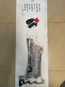 刘学多 仕女图 人物画 国画 字画 纯手绘 条幅 卷轴 作品