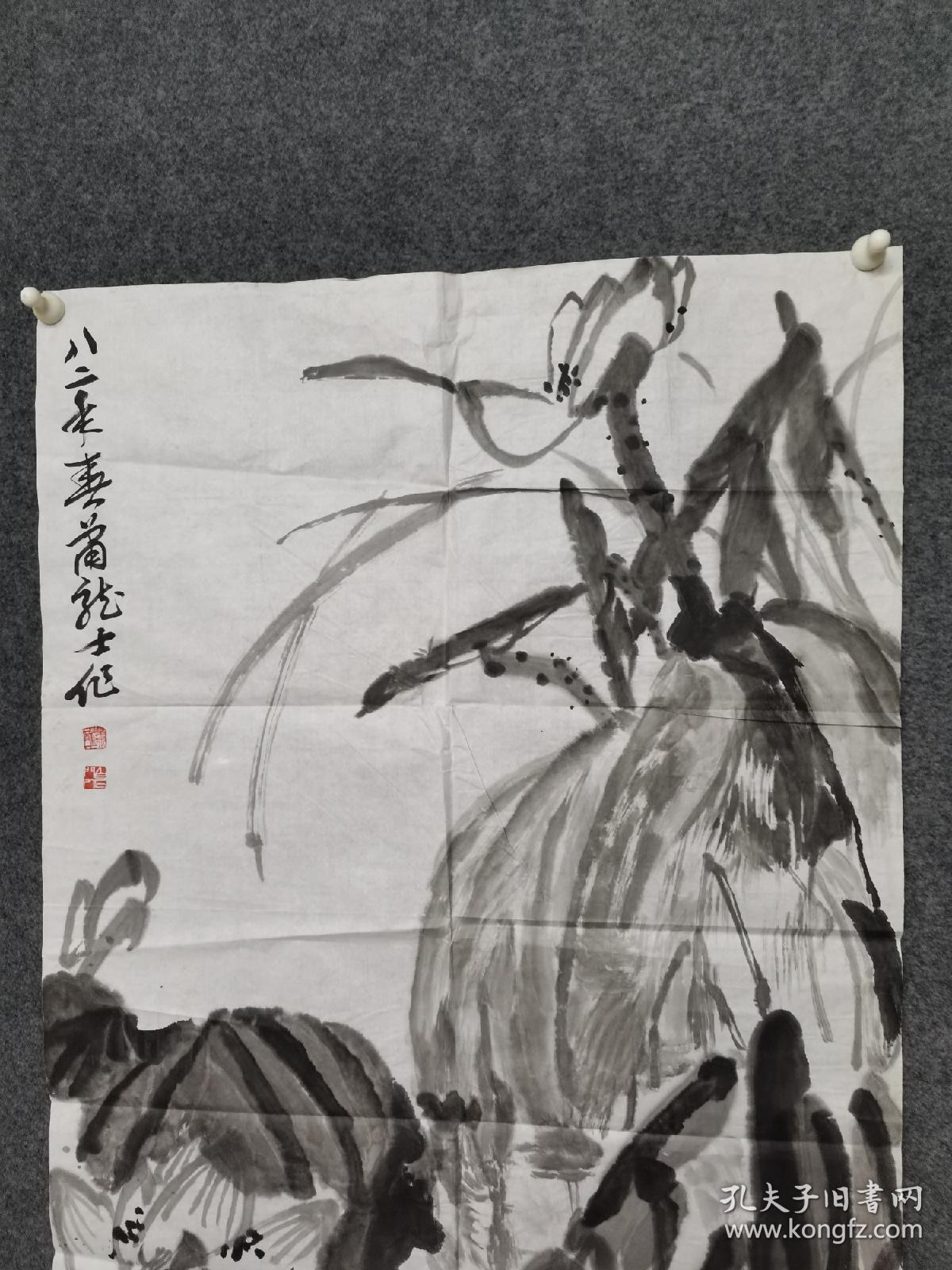 安徽已故著名画家，肖龙士花鸟画作品一副