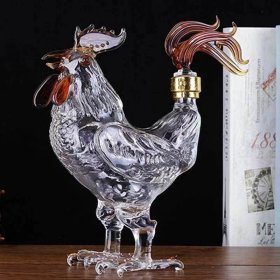 玻璃工艺酒瓶 创意十二生肖玻璃瓶 大公鸡形状酒瓶 材料：高硼硅耐热玻璃（高硼硅耐热玻璃无铅无毒） 容量： 500ml