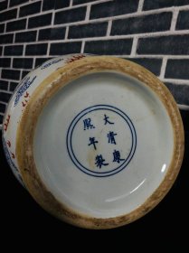 大清康熙粉彩纹龙瓶一对，画工精细，发色纯正，胎质细腻，尺寸如图