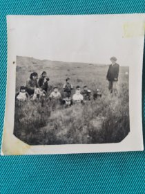 六十年代幼儿园儿童在麦地上活动照