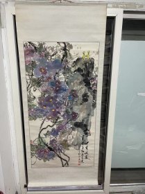 中式国画，水墨画，彩色画，花鸟画，尺寸77*181，陕西西安名人字画，马天锁，包邮，已裱，b1-37