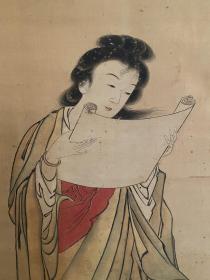 桥本雅邦 （收藏级作品文殊菩萨）
（1835～1908）明治时期的日本画家。生于江户。1847年从狩野雅信学画。画风稳健，固守传统。1854任胜川私塾塾长。1882、1884年两度在绘画展获奖而成名。受费农罗萨、1887年东京美术学校成立后出任教授。后参与创立日本美术院，并成为核心人物之一。门生中有横山大观、菱田春草等人。他与同门的狩野芳崖一起是日本画的“近世”和“近代”过渡位置的画家。