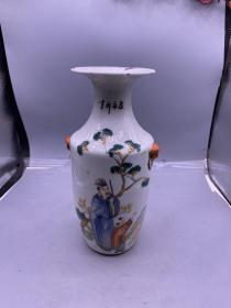 民国名家余永祥作粉彩人物花瓶，尺寸22.8厘米，品相如图，700包快递