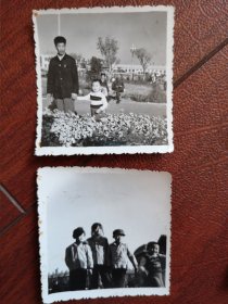 60~90年代老照片，吉林江北一女子从婴儿至中年系列之四(少年)，70年代全家父子及四姐弟公园合影照两张，
