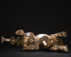 旧藏 老铜胎神兽摆件