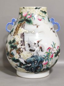 清代雍正松鹤延年双耳佛桶尊