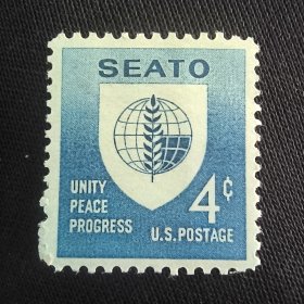 USA129美国邮票1960年 已经解散的组织-东南亚条约组织.徽章 雕刻版外国邮票 新 1全 有印刷时自带的机器格栅压痕