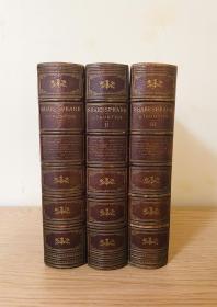 1856年《莎士比亚大全集》约翰-吉尔伯特爵士插图版 达尔奇尔兄弟木口木刻技术制版 超大开本 三大册 真皮古董书 The Works OF WILLIAM SHAKESPEARE