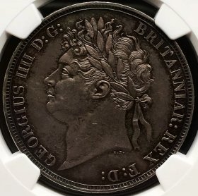 少见包浆1821年英国乔治四世马剑克朗银元NGC评级MS61收藏