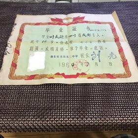 老毕业证书（1960年）