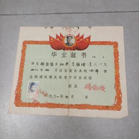 1961年南京市长平路小学毕业证书