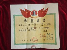 1957年毕业证（带毛主席像）