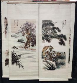 【挂轴年画四条屏】风虎云龙一～四 （慕凌飞作 天津杨柳青画社1985年一版一印）