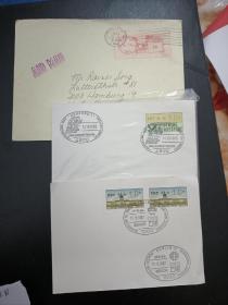 3个信封 。其中一个是德国首套电子邮票 。