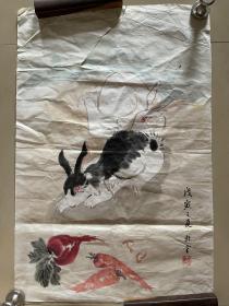 冯林堂 兔子画 字画 纯手绘 国画 作品 条幅