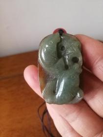 三色翡翠连年有余玉坠