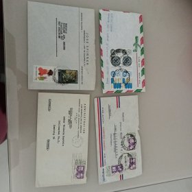 美洲墨西哥、哥伦比亚航空实寄封4枚，本店邮品满25元包邮。本店还在孔网开“韶州邮社”