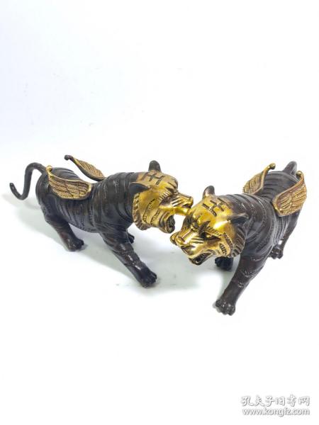 铜鎏金招财聚宝老虎，品相尺寸如图