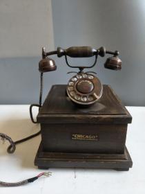 民国时期，回流.进口.拨号，木头坐老电话机，正常使用，包存完整